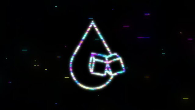 Glitch icon with red glucose blood for concept design. Cartoon red icon. Motion Graphic. Cartoon sugar.
