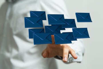 flying email icon and web flying