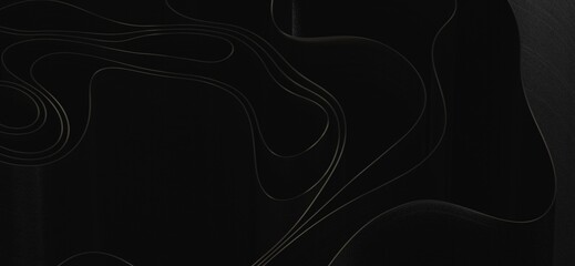 Black fabric satin silk background, Elegant luxurious cloth backdrop. 3d illustration..