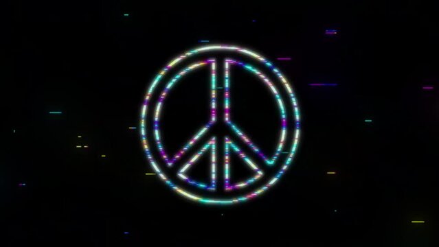 Peace world Glitch sign, great design for any purposes. Happy people. World map icon. Motion Graphic