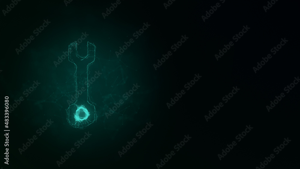 Aufkleber Wrench icon with plexus effect. Connected lines with dots. Illustration