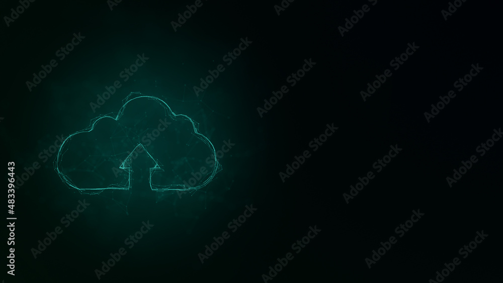 Poster Cloud download icon with plexus effect. Connected lines with dots. Illustration
