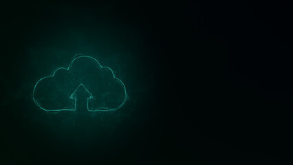 Cloud download icon with plexus effect. Connected lines with dots. Illustration