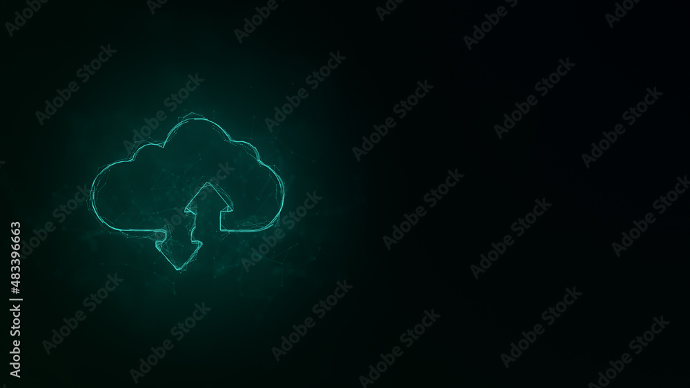 Poster Cloud download and upload icon with plexus effect. Connected lines with dots. Illustration