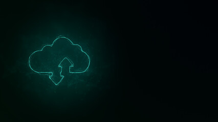 Cloud download and upload icon with plexus effect. Connected lines with dots. Illustration