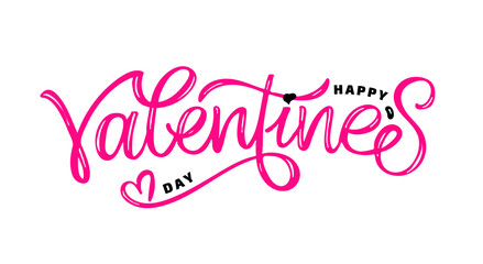 Happy Valentine's Day - Love you - Kiss you - lettering hand drawb doodle label. Love pattern background