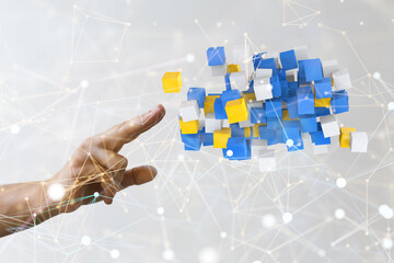 Connecting lines and dots.Big data visualization © vegefox.com
