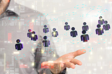 Neural network concept. Connected cells with links.