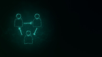 Users group with arrows icon with plexus effect. Connected lines with dots. Illustration