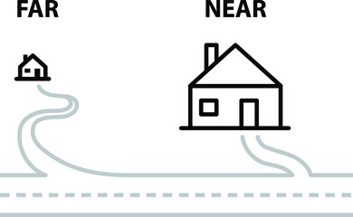 Far, near icon , vector