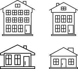 Fototapeta premium House illustration set Icon Cityscape Building Residential area. Vector House line Icons Set