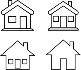 House illustration set Icon Cityscape Building Residential area. Vector House line Icons Set