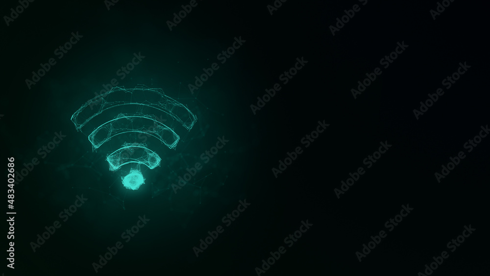 Poster Wi-Fi icon with plexus effect. Connected lines with dots. Illustration