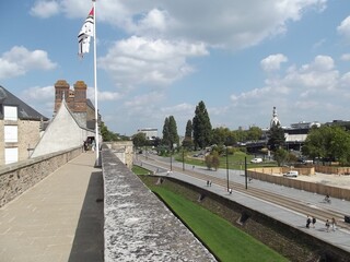 Ramparts and moat of the Castle of the Dukes of Brittany, Nantes, France