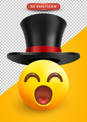 3d emoji with shocked expression and magic hat