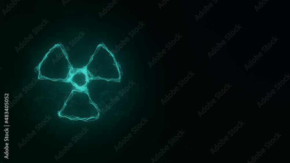 Poster Radioactive symbol icon with plexus effect. Connected lines with dots. Illustration