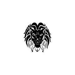 Black lion head tattoo white vector