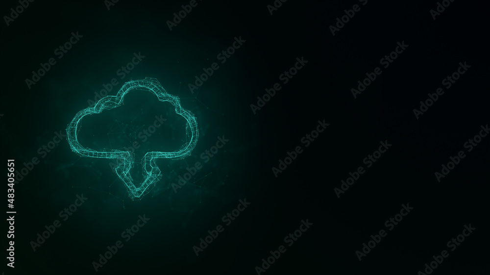 Poster Cloud download icon with plexus effect. Connected lines with dots. Illustration