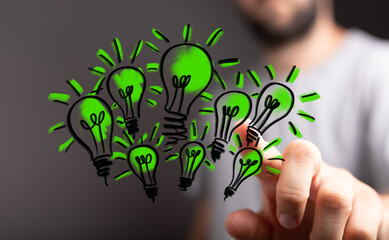 Green light bulb, eco-friendly business