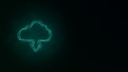 Cloud download icon with plexus effect. Connected lines with dots. Illustration