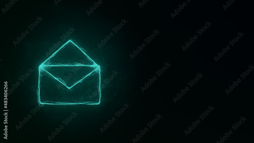 Poster Envelope icon with plexus effect. Connected lines with dots. Illustration