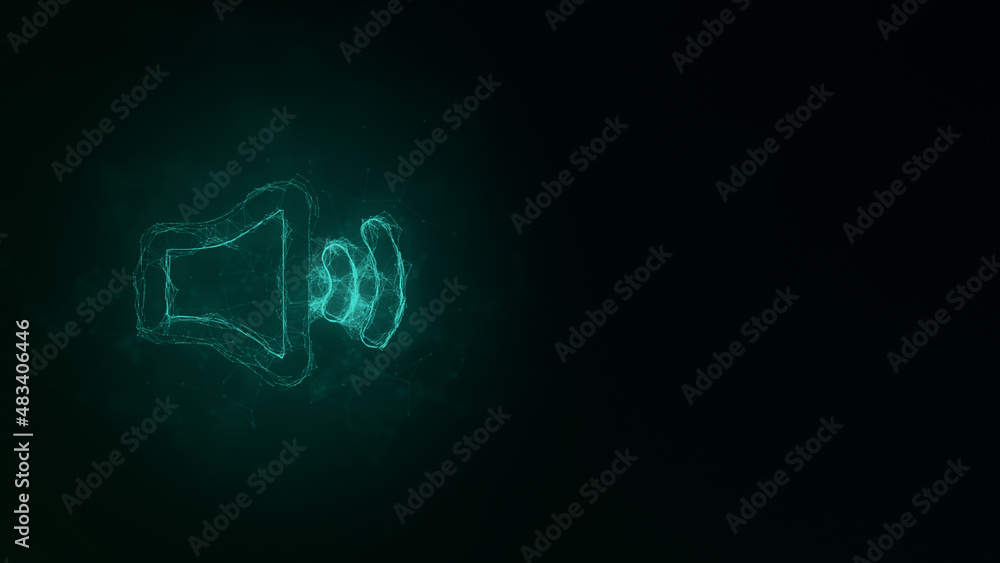 Poster audio voice sound icon with plexus effect. connected lines with dots. illustration