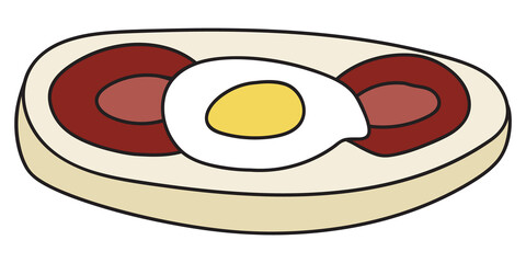 Doodle cartoon style bruschetta tapas canape appetizers with tomato and egg. Bar restaurant menu ads, card, farmers market food decor, website design