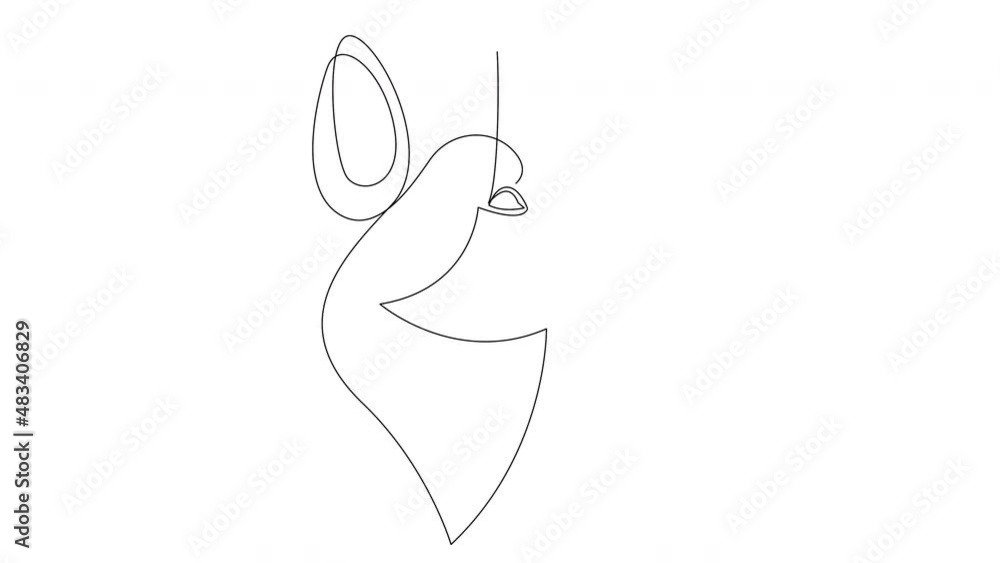 Poster self drawing simple animation of single continuous one line drawing of fox. drawing by hand, black l