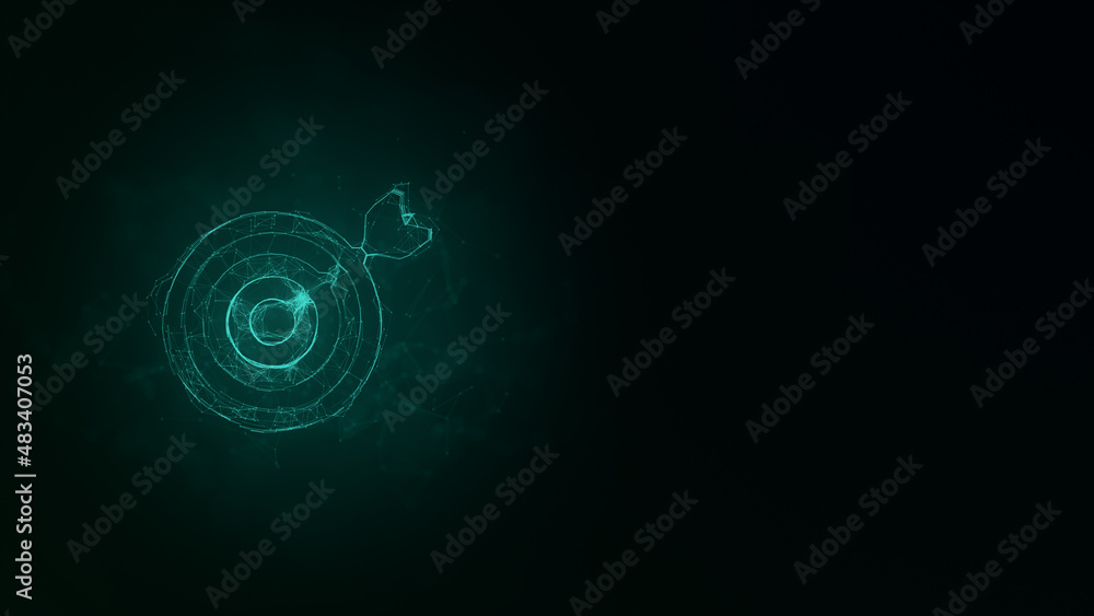 Poster Target with arrow icon with plexus effect. Connected lines with dots. Illustration