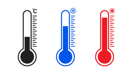 Temperature Symbol Set. Thermometer icon. Weather icons , isolated. Measuring tool.