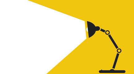 Desk lamp . Lamp light . Vector illustration. Lamp with ray . Flat icon.