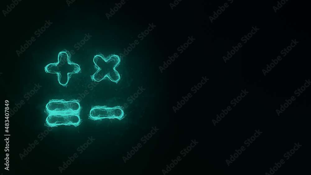 Leinwandbilder calculator symbol icon with plexus effect. connected lines with dots. illustration