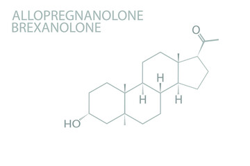 Allopregnanolone brexanolone molecular skeletal chemical formula.	
