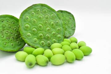 Lotus seeds pods. Myanmar traditional street food.