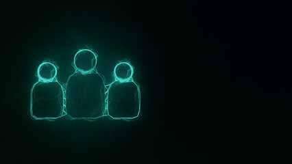 Three people icon with Plexus effect. Connected lines with dots. Illustration