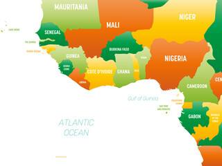 Western Africa detailed political map with lables
