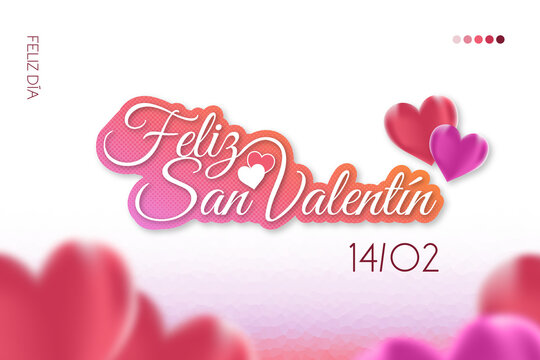 Carta San Valent&iacute;n Corazones Desenfoque y Degradado