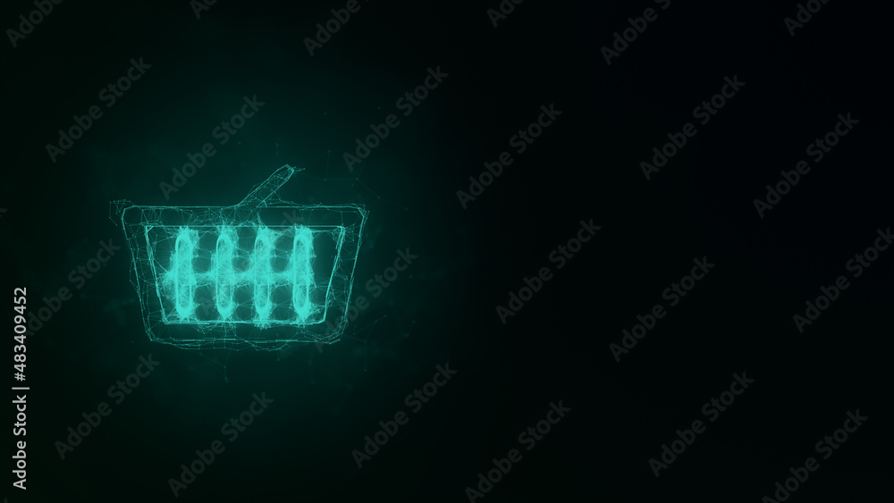 Poster Battery icon with plexus effect. Connected lines with dots. Illustration