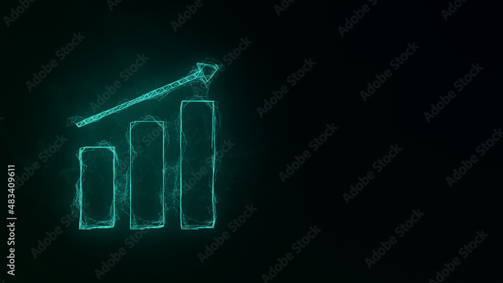 Poster business diagram with arrow icon with plexus effect. connected lines with dots. illustration