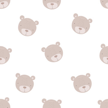 Seamless pattern with cute bears. simple flat vector. Hand drawing for children. animal theme. baby design for fabric, textile, wrapper, print.
