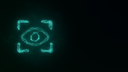 Eye scan icon with plexus effect. Connected lines with dots. Illustration