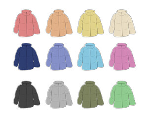 ダウンジャケットのイラストセット