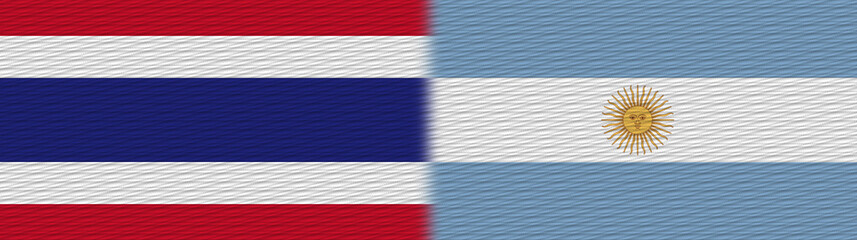 Argentina and Thailand Thai Fabric Texture Flag – 3D Illustration