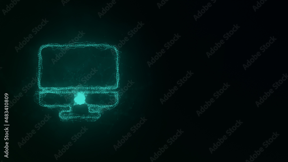 Poster Computer monitor icon with plexus effect. Connected lines with dots. Illustration