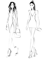 Sketch Fashion Event Illustration on a white background Woman in evening dress