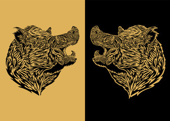 Illustration wild boar, boar, cleaver