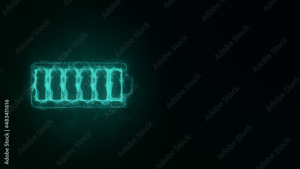 Leinwandbilder battery icon with plexus effect. connected lines with dots. illustration