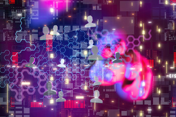 Obraz premium communication network digital group connect