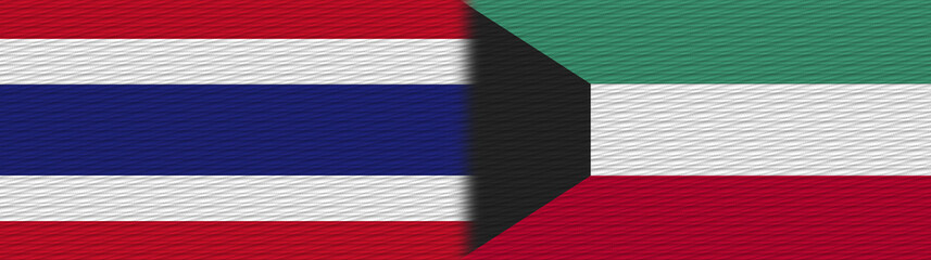 Kuwait and Thailand Thai Fabric Texture Flag – 3D Illustration