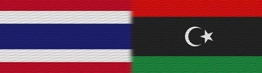 Libya and Thailand Thai Fabric Texture Flag – 3D Illustration